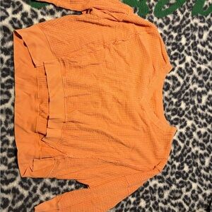 Orange Waffle Knit Women's Top